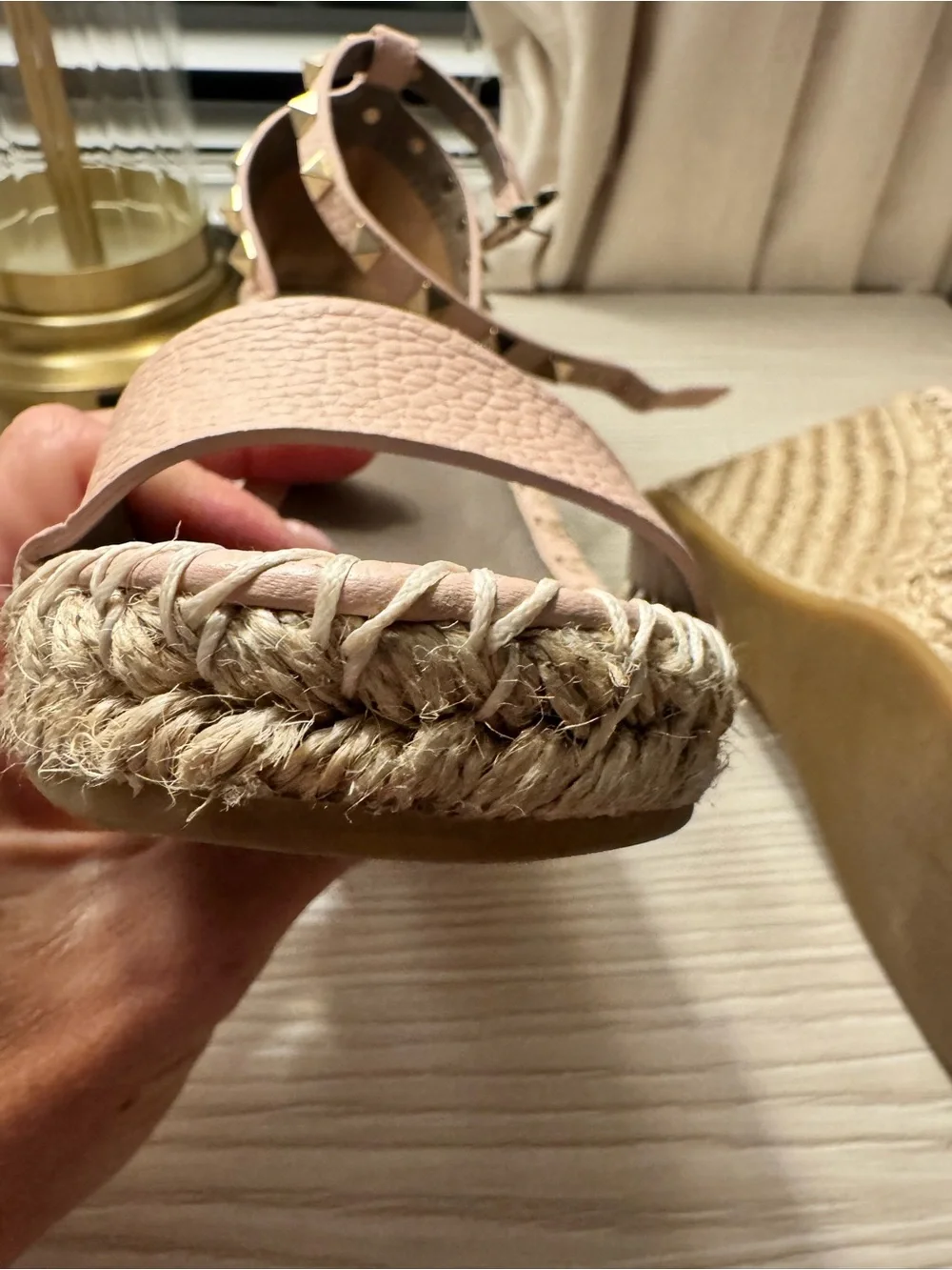VALENTINO GARAVANI AUTHENTIC blush pink rockstud espadrills. ORIGINAL PACKAGING